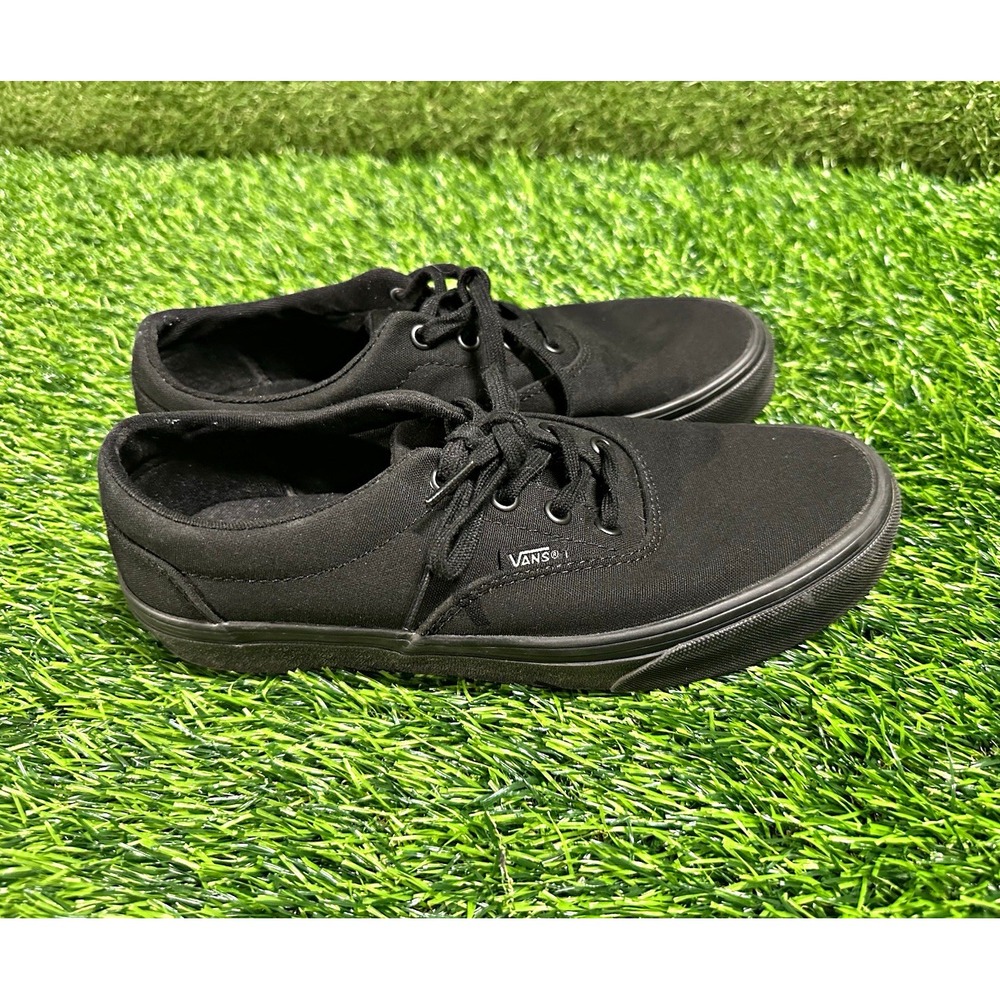 VANS Low Top Lace-Up Canvas Sneakers Black Solid Womens 8.5 Rubber Outsole